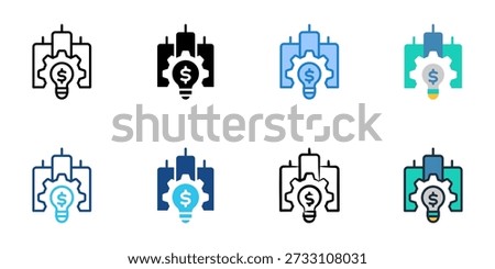 Venture Capital icons set multiple style collection. Editable stroke 
