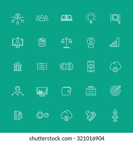 Venture capital, investments, startup, hedge fund, line white icons, vector illustration