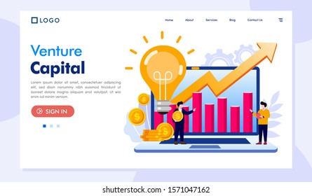Venture capital landing page website illustration vector flat design 