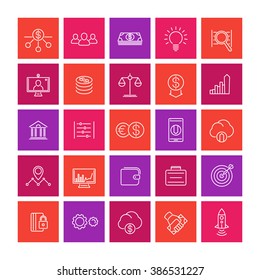 Venture capital line icons, startup pictogram, investments, assessment, startup icons on white, vector illustration