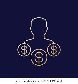 capitalista de riesgo, icono vector de línea de inversor