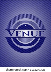 Venue badge with denim texture