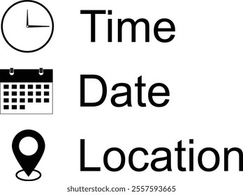 Venue Details Format, Venue Template, Address Details template, Date time and location icon, Event Location Details
