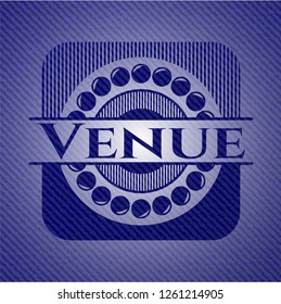 Venue emblem with denim texture