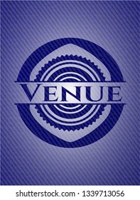 Venue emblem with denim texture
