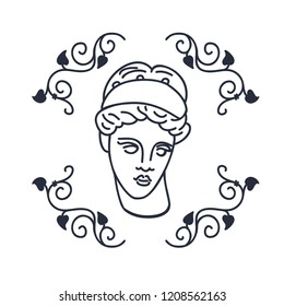 Venus, the ancient Greek goddess of love, vector sketch illustration, isolated on white