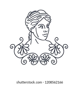 Venus, the ancient Greek goddess of love, vector sketch illustration, isolated on white