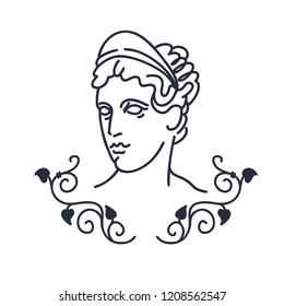 Venus, the ancient Greek goddess of love, vector sketch illustration, isolated on white