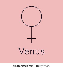 Venus astrological and zodiac symbol. Vector sign of planet domicile for print designs - calendar, poster, sky map, sticker 