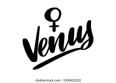 Venus astrological and zodiac symbol. Vector sign of planet domicile for print designs - calendar, poster, sky map, sticker. Black ink handwriting. Astrology natal birth chart symbol. 