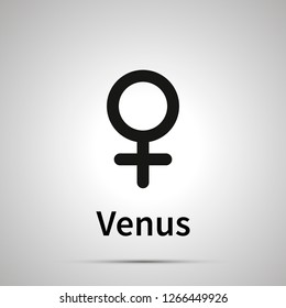 Venus astronomical sign, simple black icon with shadow