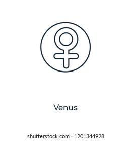 Venus concept line icon. Linear Venus concept outline symbol design. This simple element illustration can be used for web and mobile UI/UX.