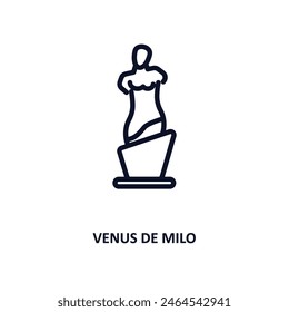 icono de la venus de milo. Icono de la línea delgada de la venus de milo de la colección museística y expositiva. Vector de contorno aislado sobre fondo blanco. Símbolo de venus de milo editable se puede utilizar en Web y móvil