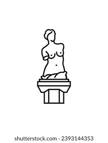 Venus de Milo statue, vector linear icon.