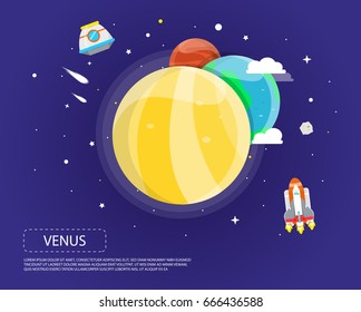 Venus Earth and Mars of solar system illustration design