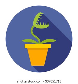 Venus Flytrap in a pot, style flat, decorative element at home