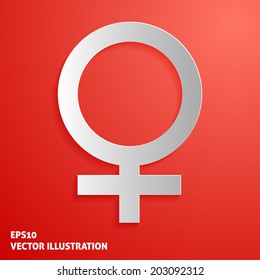 Venus icon on red background. Vector illustration