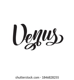 Venus. Isolated inscription. Planet Venus for print, school textbook, astronomy lesson, astrological services. Stock vector picture. 