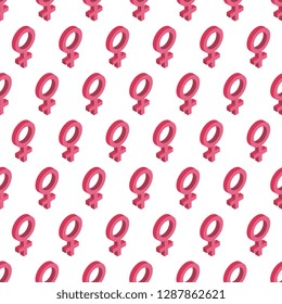 venus isometric symbols seamless pattern on white background. holiday vector illustration for international womens day