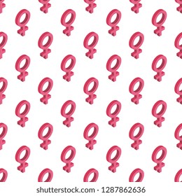 venus isometric symbols seamless pattern on white background. holiday vector illustration for international womens day