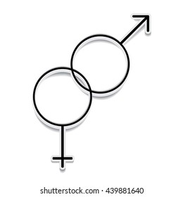 Venus and Mars cutout stylized symbol.Vector illustration.