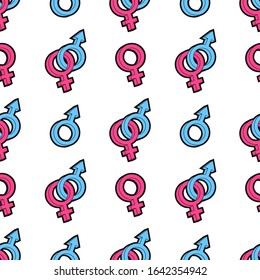 Venus and Mars signs seamless pattern