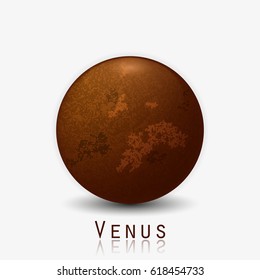 Venus planet 3d vector illustration isolated on white background.