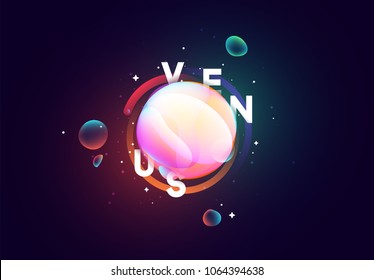 Venus planet bright abstract illustration. Space theme art background