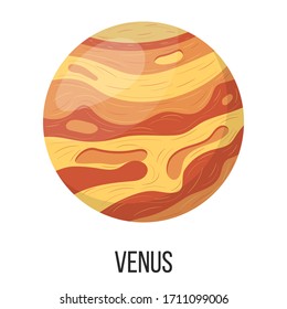 Venus planet isolated on white background. Planet of solar system. Cartoon style vector illustration for any design.