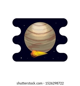 venus planet with meteorite scene space vector illustration design