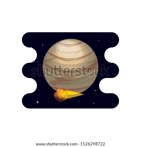 venus planet with meteorite scene space vector illustration design