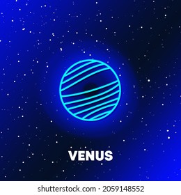 Venus planet neon icon design. Space and planets and universe concept. Web elements in neon style icons. Realistic icon for websites, web design, mobile app, info graphics.