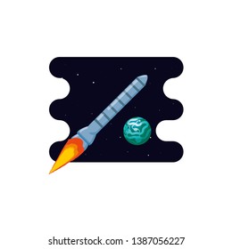 venus planet with rocket scene space