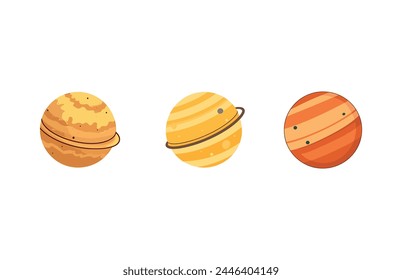 venus planet space illustration set, venus planet vector set