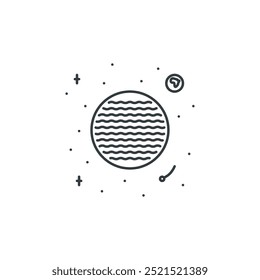 Vênus, planeta, espaço, estrela, astronomia, ícone de descoberta, ilustração vetorial