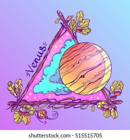 Venus. Planets and stars of Solar system. Symbols for astronomy and astrology.