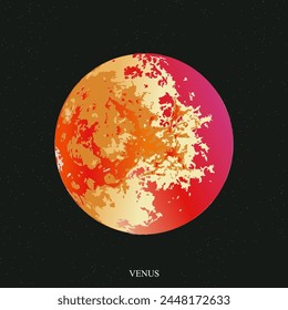 Venus poster. Venus in gradient style. Venus is a planet in the solar system Vector illustration.