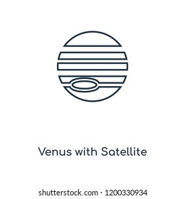 Venus with Satellite concept line icon. Linear Venus with Satellite concept outline symbol design. This simple element illustration can be used for web and mobile UI/UX.