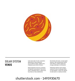 Venus. Solar System vector isolated element. Colorful Illustration in flat style. Design layout with place for text. Web and print design composition.