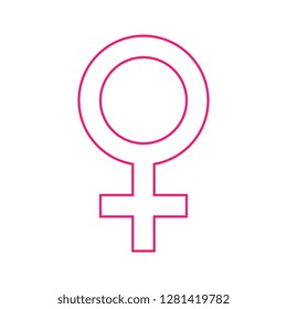 Venus Symbol Flat Line Icon On White Background For International Womens Day Banners, Posters, Invitations, Cards. Vector Illustration Easy To Edit And Customize. Eps 10