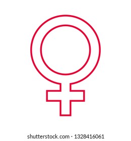 Venus Symbol Flat Line Icon On White Background For International Womens Day Banners, Posters, Invitations, Cards. Vector Illustration Easy To Edit And Customize. Eps 10.Female Gender Symbol.