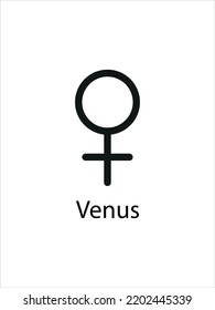 Símbolo de Venus de Planetas. Sistema solar para astrología, astronomía. Ilustración vectorial.
