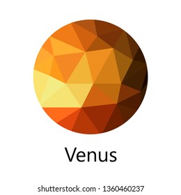Venus. Triangle polygonal silhouette of solar system planet. Polygon design. Low poly art.
