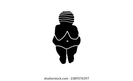 Venus of Willendorf, black isolated silhouette