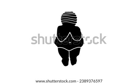 Venus of Willendorf, black isolated silhouette