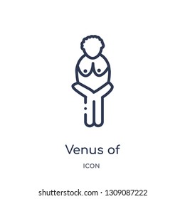 venus of willendorf icon from stone age outline collection. Thin line venus of willendorf icon isolated on white background.