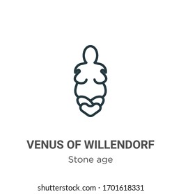 Venus of willendorf outline vector icon. Thin line black venus of willendorf icon, flat vector simple element illustration from editable stone age concept isolated stroke on white background