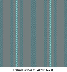Vepeat lines background seamless, curtain textile stripe pattern. Santasy fabric vector texture vertical in grey and cyan colors palette.