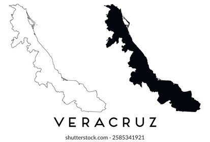 Veracruz city map outline and black silhouette vector