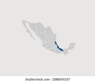 Veracruz Highlighted on Mexico Map Eps 10